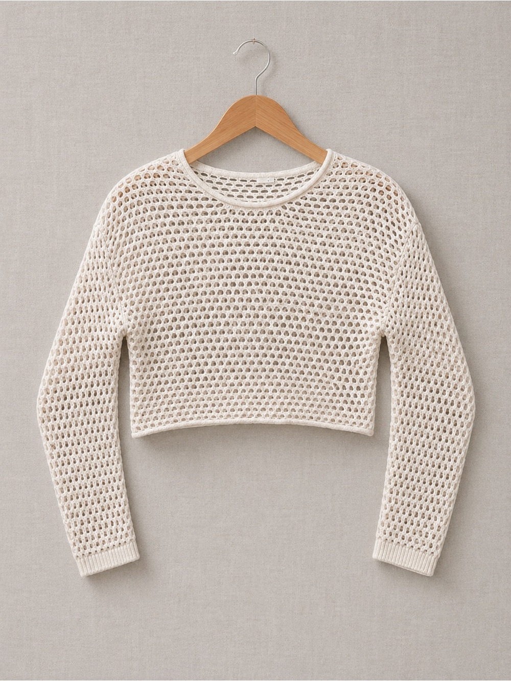 🍒2/25$ Garage Cream Cropped Open-Knit Sweater